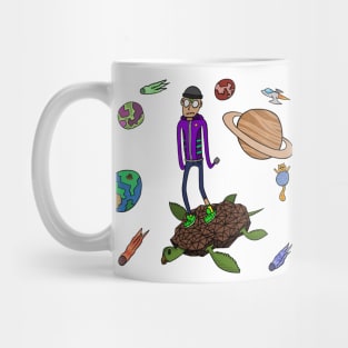 Outer space explorer on space turtle Mug